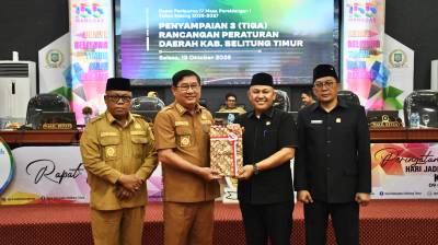 Pemkab Beltim Sampaikan Tiga Raperda, Pengawasan Minol hingga Tata Ruang Disorot